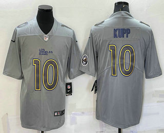 Men's Los Angeles Rams #10 Cooper Kupp LOGO Grey Atmosphere Fashion Vapor Untouchable Stitched Limited Jersey