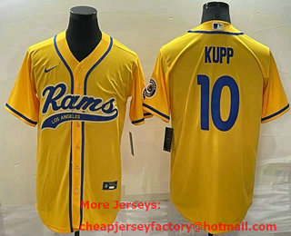 Men's Los Angeles Rams #10 Cooper Kupp Yellow Stitched Cool Base Nike Baseball Jersey