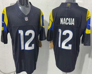 Men's Los Angeles Rams #12 Puka Nacua Limited Navy Rivalries FUSE Vapor Jersey