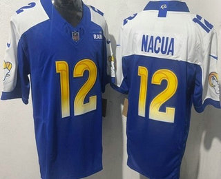 Men's Los Angeles Rams #12 Puka Nacua Limited Royal Thanksgiving Fashion FUSE Vapor Jersey