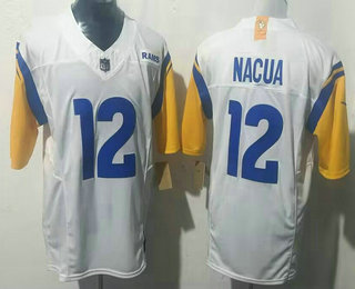 Men's Los Angeles Rams #12 Puka Nacua Limited White FUSE Vapor Jersey