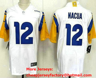 Men's Los Angeles Rams #12 Puka Nacua Limited White Vapor Jersey