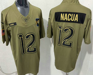 Men's Los Angeles Rams #12 Puka Nacua Olive 2025 FUSE Salute to Service Limited Jersey