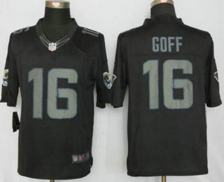 Men's Los Angeles Rams #16 Jared Goff Black Impact NFL Nike Limited Jersey