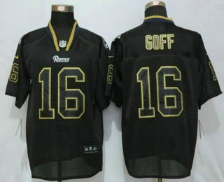 Men's Los Angeles Rams #16 Jared Goff Lights Out Black NFL Nike Elite Jersey