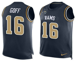 Men's Los Angeles Rams #16 Jared Goff Navy Blue Team Color Nike Limited Tank Top Jersey