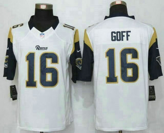 Men's Los Angeles Rams #16 Jared Goff White Road NFL Nike Elite Jersey