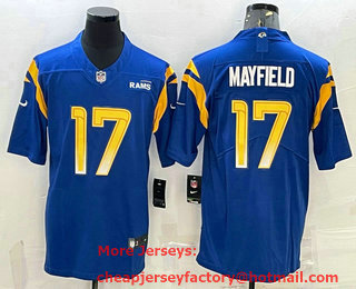 Men's Los Angeles Rams #17 Baker Mayfield 2022 Blue Vapor Untouchable Limited Stitched Jersey