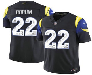 Men's Los Angeles Rams #22 Blake Corum Limited Black Rivalries FUSE Vapor Jersey