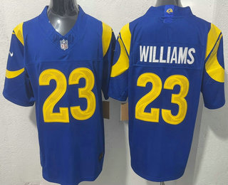 Men's Los Angeles Rams #23 Kyren Williams Limited Blue FUSE Vapor Jersey