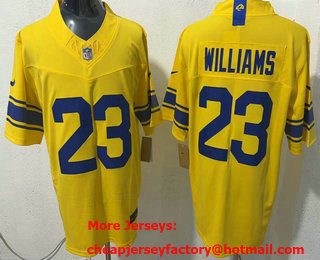 Men's Los Angeles Rams #23 Kyren Williams Limited Yellow FUSE 2026 Vapor Jersey