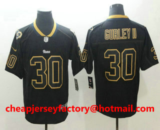 Men's Los Angeles Rams #30 Todd Gurley II 2018 Black Lights Out Color Rush Stitched NFL Nike Limited Jersey