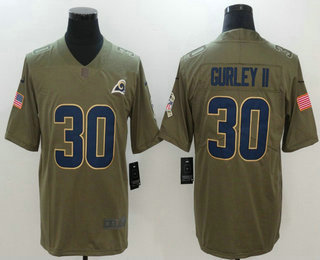 Men's Los Angeles Rams #30 Todd Gurley II Olive 2017 Salute To Service Stitched NFL Nike Limited Jersey