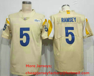 Men's Los Angeles Rams #5 Jalen Ramsey Cream 2021 NEW Vapor Untouchable Stitched NFL Nike Limited Jersey