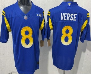 Men's Los Angeles Rams #8 Jared Verse Limited Blue FUSE Vapor Jersey