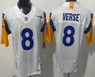 Men's Los Angeles Rams #8 Jared Verse Limited White FUSE Vapor Jersey