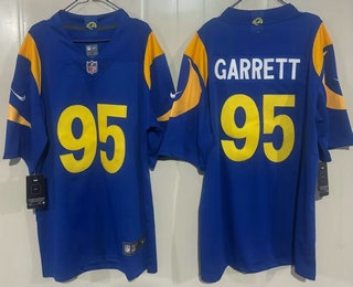 Men's Los Angeles Rams #95 Myles Garrett Limited Blue Vapor Jersey