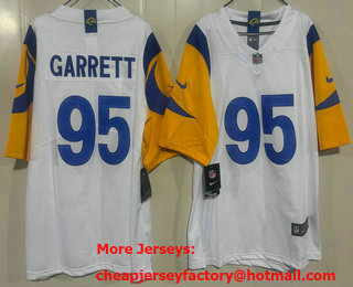 Men's Los Angeles Rams #95 Myles Garrett Limited White Vapor Jersey