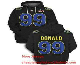 Men's Los Angeles Rams #99 Aaron Donald 2021 Black Super Bowl LVI Pullover Hoodie