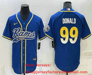 Men's Los Angeles Rams #99 Aaron Donald Blue Stitched Cool Base Nike Baseball Jersey