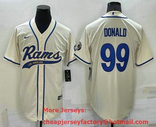 Men's Los Angeles Rams #99 Aaron Donald Cream Stitched Cool Base Nike Baseball Jersey