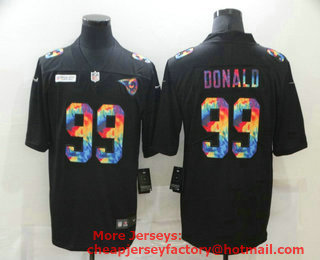 Men's Los Angeles Rams #99 Aaron Donald Multi-Color Black 2020 NFL Crucial Catch Vapor Untouchable Nike Limited Jersey