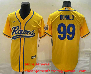 Men's Los Angeles Rams #99 Aaron Donald Yellow Stitched Cool Base Nike Baseball Jersey