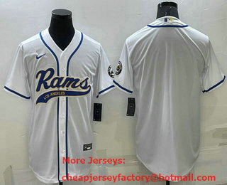 Men's Los Angeles Rams Blank White Stitched MLB Cool Base Nike Baseball Jersey