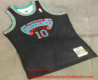 Men's Memphis Grizzlies #10 Mike Bibby ABA Hardwood Classics Black 1998-99 Throwback AU Jersey