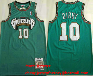 Men's Memphis Grizzlies #10 Mike Bibby Green 1998-99 Hardwood Classics AU Jersey