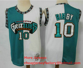 Men's Memphis Grizzlies #10 Mike Bibby Green White 1998-99 Split Hardwood Classics Jersey
