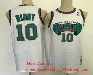 Men's Memphis Grizzlies #10 Mike Bibby Hardwood Classics White 1998-99 Throwback Swingman Jersey
