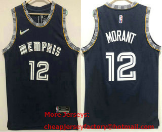Men's Memphis Grizzlies #12 Ja Morant Black Nike Diamond 2022 City Edition Swingman Stitched Jersey