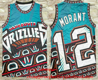 Men's Memphis Grizzlies #12 Ja Morant Green City Laser Printing Jersey