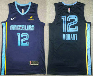 Men's Memphis Grizzlies #12 Ja Morant Navy Blue Icon Sponsor Swingman Jersey