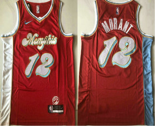 Men's Memphis Grizzlies #12 Ja Morant Red 2024 City Icon AU Jersey