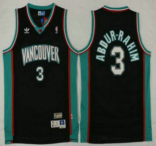 Men's Memphis Grizzlies #3 Shareef Abdur-Rahim Black Hardwood Classics Soul Swingman Throwback Jersey