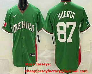 Men's Mexico #87 Jesus Huerta Green 2026 World Baseball Classic Cool Base Jersey
