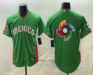 Men's Mexico Team Big Logo Green 2026 World Baseball Classic Cool Base Jersey