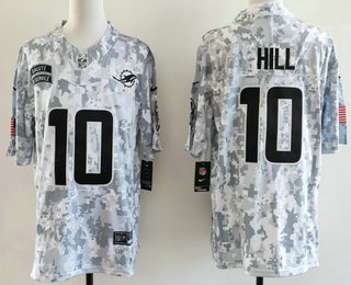 Men's Miami Dolphins #10 Tyreek Hill Limited Arctic Camo 2024 Salute to Service Jersey