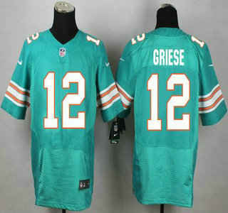 Men's Miami Dolphins #12 Bob Griese Aqua Green Alternate 2015 NFL Nike Elite Jersey