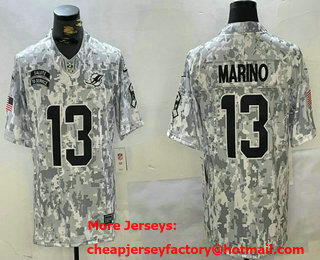 Men's Miami Dolphins #13 Dan Marino Arctic Camo 2024 FUSE Salute to Service Limited Stitched Jersey