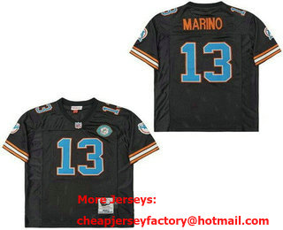 Men's Miami Dolphins #13 Dan Marino Black 1990 Throwback Jersey
