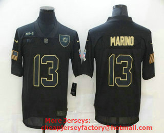 Men's Miami Dolphins #13 Dan Marino Black 2020 Salute To Service Stitched NFL Nike Limited Jersey