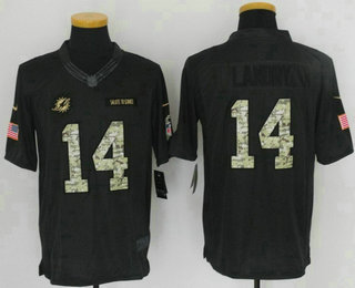 Men's Miami Dolphins #14 Jarvis Landry Black Anthracite 2016 Salute To Service Stitched NFL Nike Limited Jersey