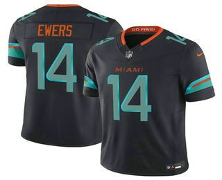 Men's Miami Dolphins #14 Quinn Ewers Limited Black Rivalries FUSE Vapor Stitched Jersey