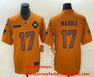 Men's Miami Dolphins #17 Jaylen Waddle Brown 2023 Salute To Service Limited Stitched Jersey