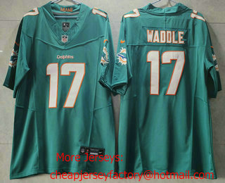 Men's Miami Dolphins #17 Jaylen Waddle Green 2023 FUSE Vapor Limited Throwback Stitched Jersey