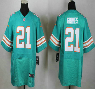 Men's Miami Dolphins #21 Brent Grimes Aqua Green Alternate 2015 NFL Nike Elite Jersey