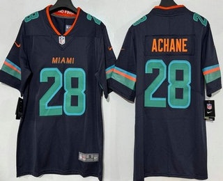 Men's Miami Dolphins #28 DeVon Achane Limited Black Rivalries Vapor Jersey
